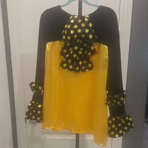 Yellow and Black Polka Dot Women's Top